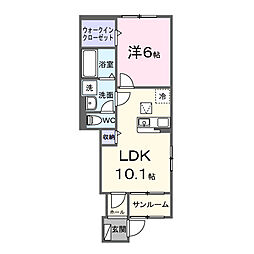 ヒカルサ船橋小室サウスII 1LDKの間取図画像
