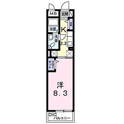 ジョワイユヤマト 1Kの間取図画像