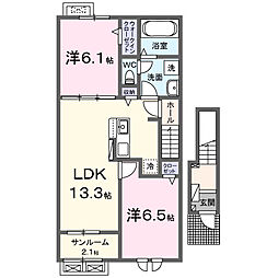 紫陽花 2LDKの間取図画像