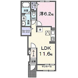 グランジェルメ 1LDKの間取図画像