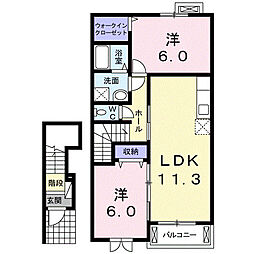 アルバフランC棟 2LDKの間取図画像
