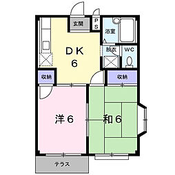エルディム藤ニュータウン1 2DKの間取図画像