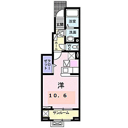 ルヴェ ソン ヴェール ワンルームの間取図画像