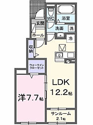 キーウエスト K 1LDKの間取図画像