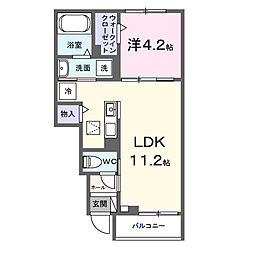 愛馬ハイム 1LDKの間取図画像