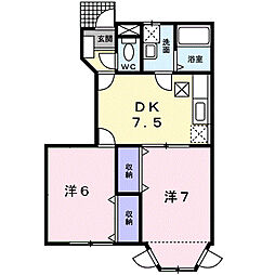 シャトーラメールB 2DKの間取図画像