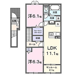 レジデンス箔 2LDKの間取図画像