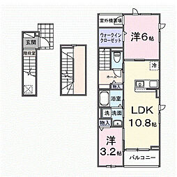 プラシード ウエスト 2LDKの間取図画像