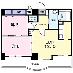 ライトリバー参番館 2LDKの間取図画像