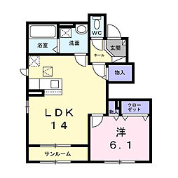 ソレアード 1LDKの間取図画像