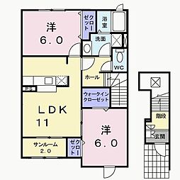 デイジーA 2LDKの間取図画像