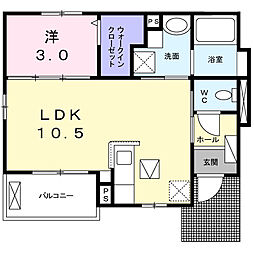 メゾン・リュヴィル 1LDKの間取図画像