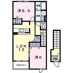 フィオーレ1 2LDKの間取図画像