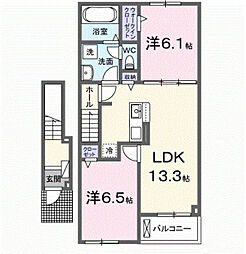 メゾン・ド・コモレビII 2LDKの間取図画像