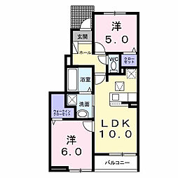 下細井町アパート(028808001) 2LDKの間取図画像