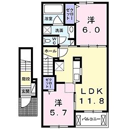 バーベナの丘 2LDKの間取図画像