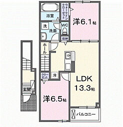 フローラル・カルムII A 2LDKの間取図画像