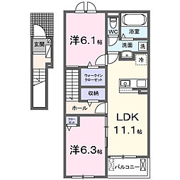 風に憩うA 2LDKの間取図画像