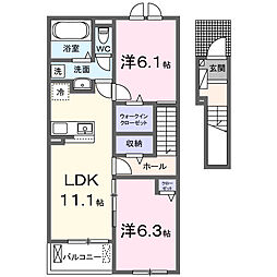 風に憩うA 2LDKの間取図画像