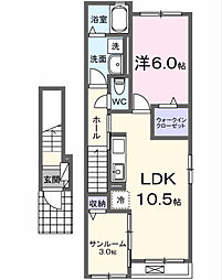 ヒカルサ加古川陵南 1LDKの間取図画像