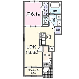 クレメント ストリート II 1LDKの間取図画像