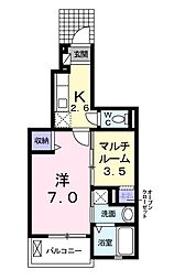 ファーストヒルズ 1Kの間取図画像