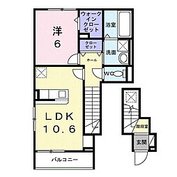 シャンドフルールA 1LDKの間取図画像