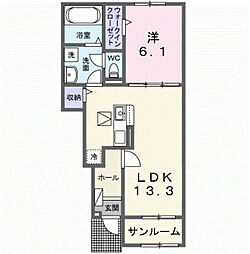 セレーノ・デル・ソーレII 1LDKの間取図画像