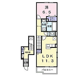 バルパレー坪井 1LDKの間取図画像
