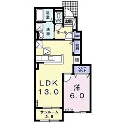 エアリー・ガーデン 1LDKの間取図画像