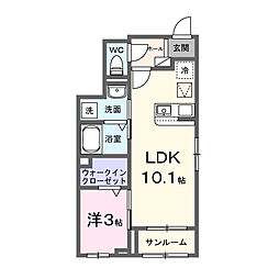 アジュール II 1LDKの間取図画像