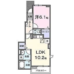 愛島台2丁目アパートI 1LDKの間取図画像