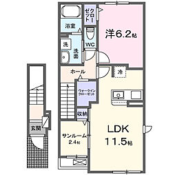 下吉田東4丁目アパート(028699701) 1LDKの間取図画像