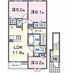 愛島台2丁目アパートII 3LDKの間取図画像