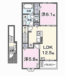 カーサ Nagomi A 2LDKの間取図画像