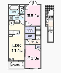 カーサ Nagomi B 2LDKの間取図画像