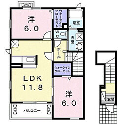 パルメゾン弐番館 2LDKの間取図画像
