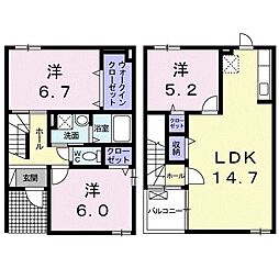 アムール1 3LDKの間取図画像