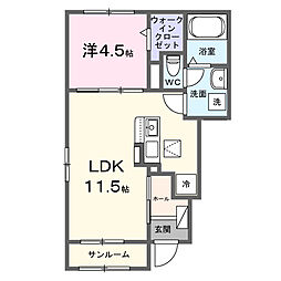アルバーダカサ 1LDKの間取図画像