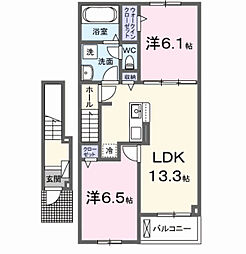 ペリエール 2LDKの間取図画像