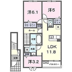 仮称;宮久保4丁目アパートII 3LDKの間取図画像