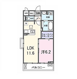 ヒカルサ京都伏見小野 1LDKの間取図画像