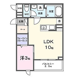 グランヒルズ富士見町 1LDKの間取図画像