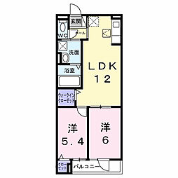 明石市和坂2丁目アパート 2LDKの間取図画像