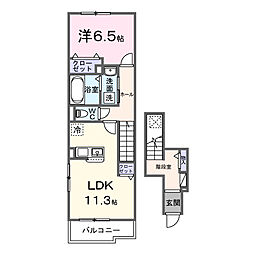 浜松市中央区三方原町アパート 1LDKの間取図画像