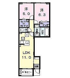 エスポワール プランタン 2LDKの間取図画像