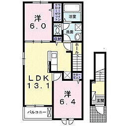 クレッセント 2LDKの間取図画像