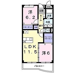 パレ・リオン 2LDKの間取図画像