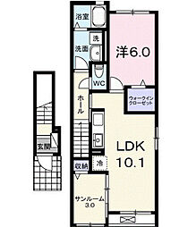 カーサ・フェリーチェ II 1LDKの間取図画像