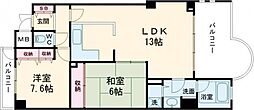 フジタ第3鳥羽マンション 2LDKの間取図画像